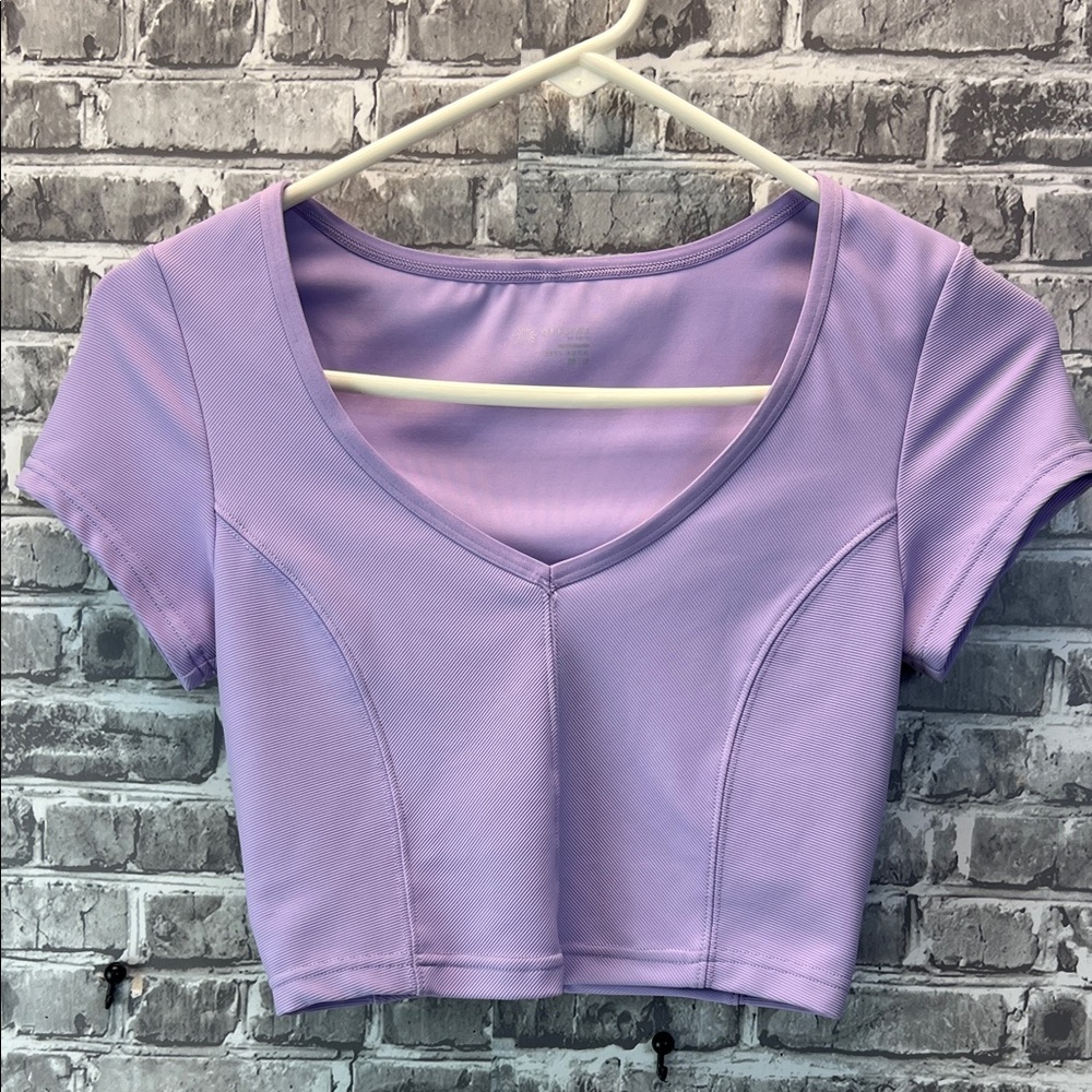 Offline by Aerie Lavender V-Neck Crop Top